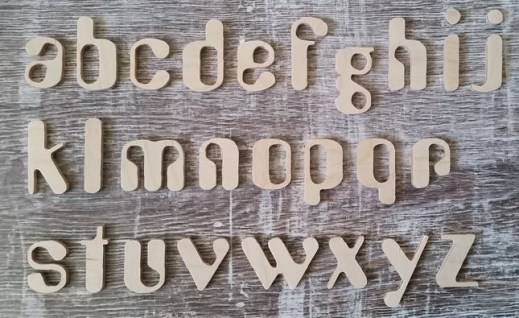 Birkenholz Buchstaben Typ 3 klein 12mm