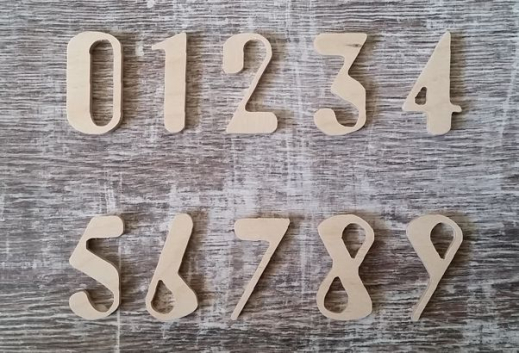 Birkenholz Buchstaben Typ 3 ziffer 10mm